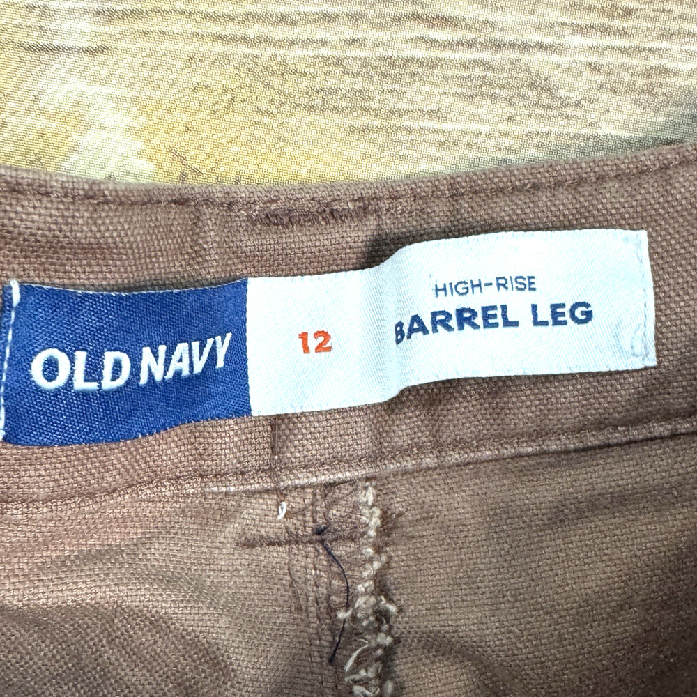 Old Navy Womens High Waisted Dusty Rose Canvas Barrel Leg Pants 12 - Picture 3 of 4